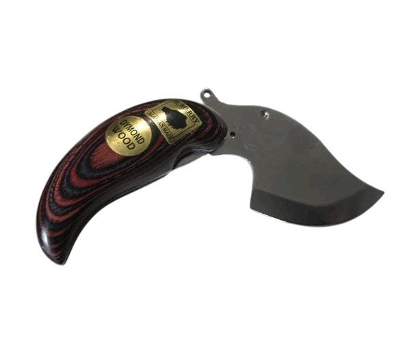 B. Merry Folding Pocket Ulu Knife Dymond Wood Handle Alaskan Made USA