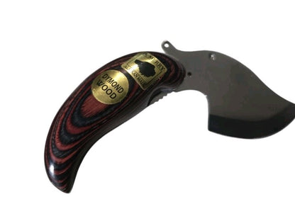 B. Merry Folding Pocket Ulu Knife Dymond Wood Handle Alaskan Made USA