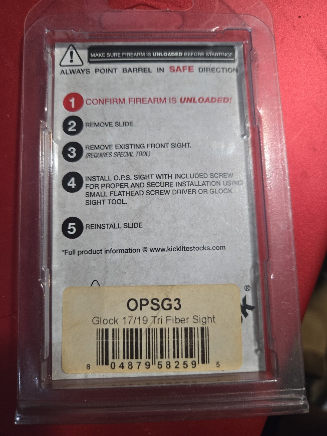 Phoenix Technology Glock 17 / 19  Pistol Runway Front Tri Fiber Sight OPSG3