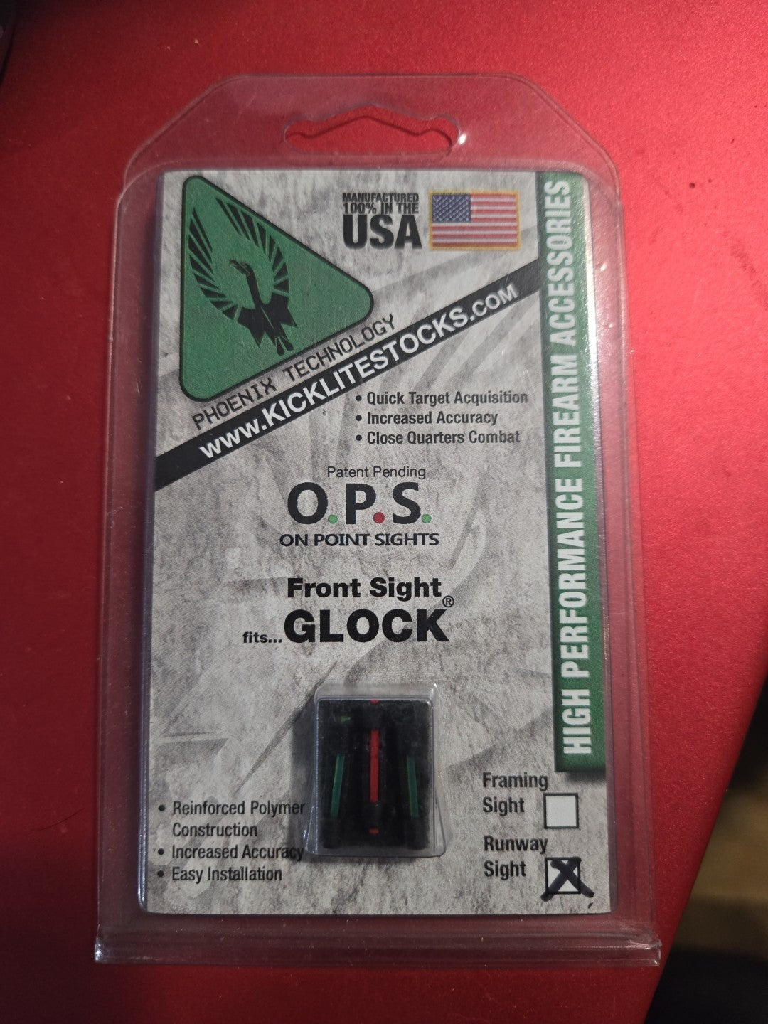 Phoenix Technology Glock 17 / 19  Pistol Runway Front Tri Fiber Sight OPSG3