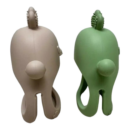 2 Packs Baby Teething Toy Silicone Teething Mitten Green and Tan